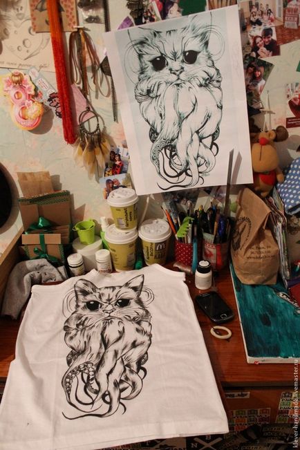Как да се направи рисунка на цветовете риза текстил - Справедливи Masters - ръчна изработка, ръчно изработени