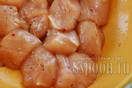 Пилешки шишчета на шишчета в рецептата на фурна със снимка
