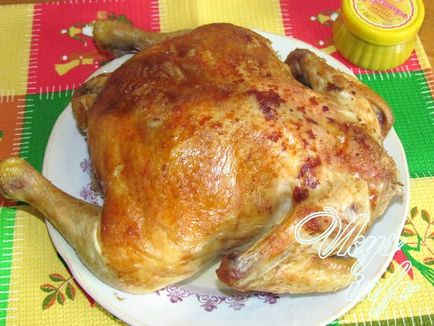 Пиле с мед и горчица в рецептата фурна със снимка