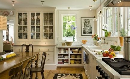 Кухнята в дома на страната - дизайн (59 снимки) с ръцете си, трапезария интериор, ръчен, фотографски и