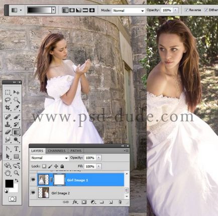 Един слой маска в Photoshop (Brush Tool Brush) Маска в Photoshop