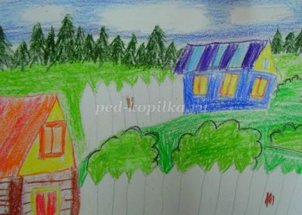 Рисуване стъпка пейзаж на селските райони по стъпка със снимки на деца от начална училищна възраст