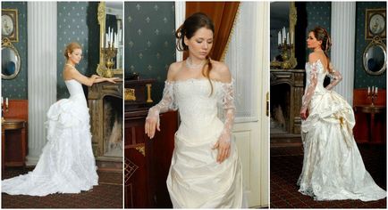 Сватбена рокля с влак кратко, заоблена и направо - снимки на най-добрите модели