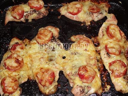 Печена пилешко филе с домати и сирене рецепта със снимка, всички ястия