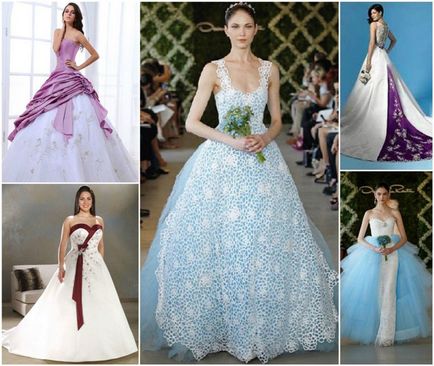 Цветни булчински рокли 2017 г., съвети за избора, модни цветове и аксесоари, фото