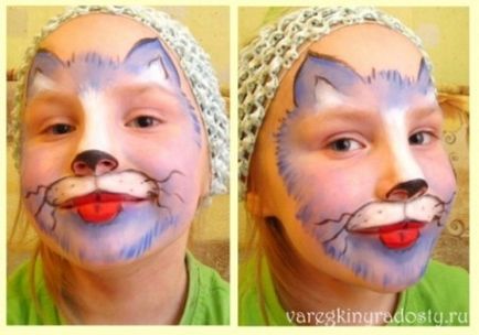 Как да се направи котка муцуната котка в лицето на детето как да се направи akvagrim