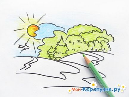 Как да се направи стъпка молив пейзаж по стъпка за начинаещи