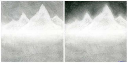 Как да се направи пейзаж с планини в етапа молив - уроци по рисуване - полезен за artsphera