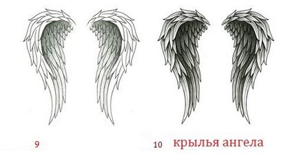Както narisovat татуировка ангел крилата молив, постепенно
