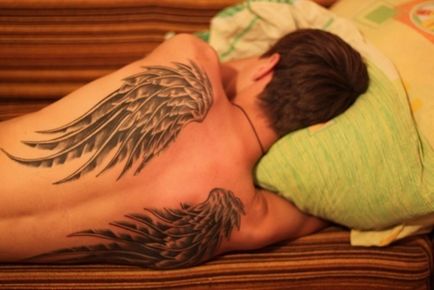 Както narisovat татуировка ангел крилата молив, постепенно