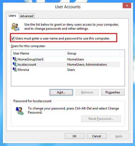 Как да забраните автоматичното влизане на последния потребител на Windows 8