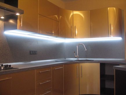 Как да си направим акцент в кухнята с ръцете си функции за свързване LED ленти (видео)