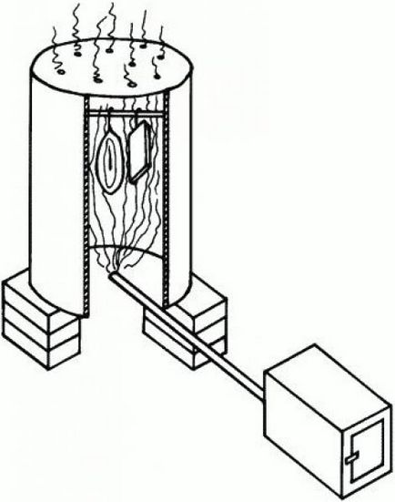 Smokehouse от цевта с ръце на инструкциите на производителя и диаграми