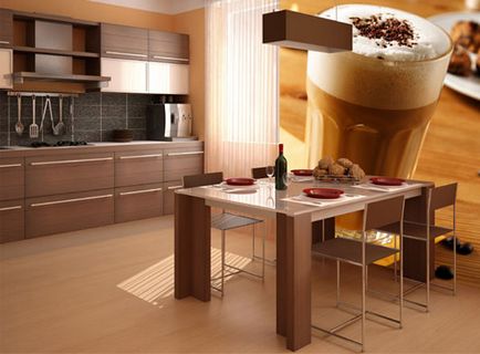 Brown кухненски интериор - снимка, дизайн, декорация