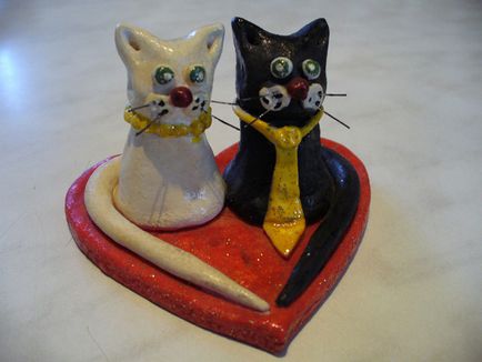 Котки от солено тесто с ръцете си, майсторски клас, коте, котка магнит