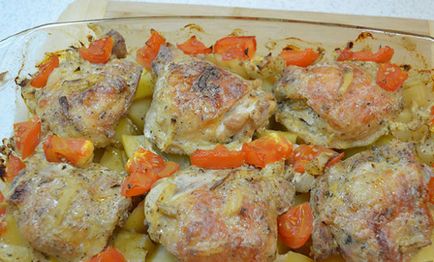 пилешки бутчета, вкусни печени с картофи на фурна