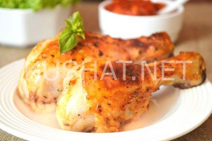 Пилешко бутче във фурна с доматен сос-майонеза