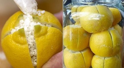 Тя нарязани лимон и го засипват със сол