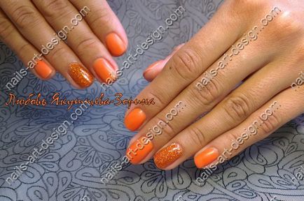Оранжев маникюр, нокти дизайн