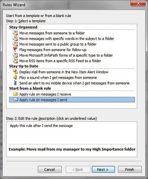 Outlook 2010, движението на пощенските пратки след изпращането, прозорци го про