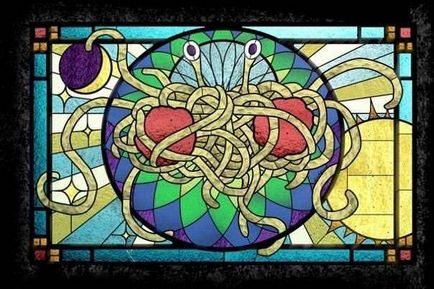 Pastafarianstvo църква и тестени изделия чудовище