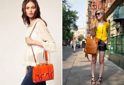 При какви дрехи да носят чанти с различни цветове (50 снимки)
