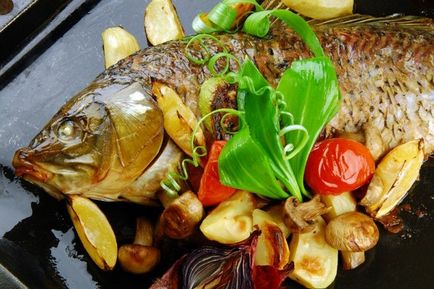 Риба на фурна с картофи и домати, снимки