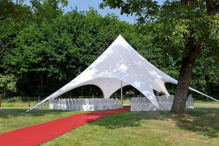 Палатка за сватбени плюсовете и минусите на видовете, палатки, съвети за избор