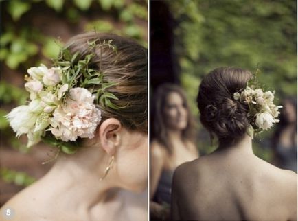 Сватбена прическа с цветя 50 супер-романтичните опции