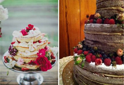 Сватбена торта, украсена с живи цветя, той принадлежи към съвременните тенденции на сватбено тържество