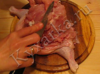 Премахване на костите от мястото на пилешко през изкормване