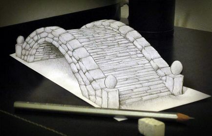 Невероятна триизмерна илюзия, изготвен на хартия с молив