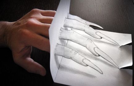 Невероятна триизмерна илюзия, изготвен на хартия с молив