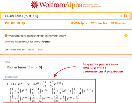 WolframAlpha на руски как да разширят функциите в редовете на Фурие
