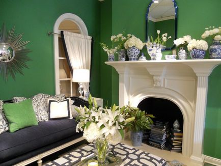 Зелен цвят в интериора на апартамента, нейните нюанси и стилни комбинации с други цветове