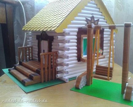 Дървена къща на обикновена хартия