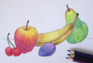 Как да се направи плодове, постепенно се направи с молив, моето бебе