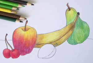Как да се направи плодове, постепенно се направи с молив, моето бебе