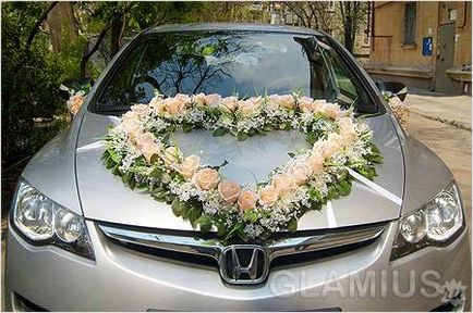 Как да украсят колата за сватба снимка