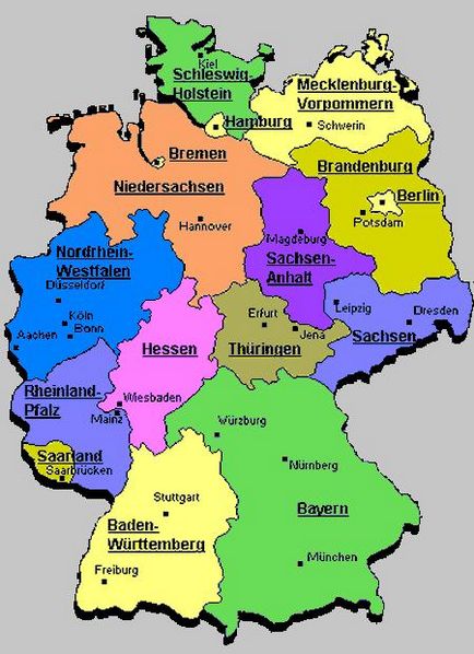 карта на Германия на немски език, немски за начинаещи