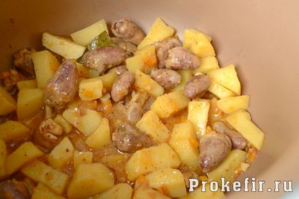 Пилешки сърца в multivarka - рецепта със снимки с картофи