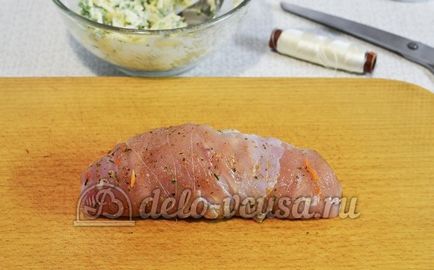Пилешко руло със сирене и чесън рецепта със снимка - стъпка по стъпка готвене пилешки рула със сирене