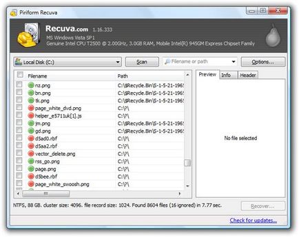 Recuva (rekuva) изтегли Руска версия за възстановяване на изтрити файлове от твърдия