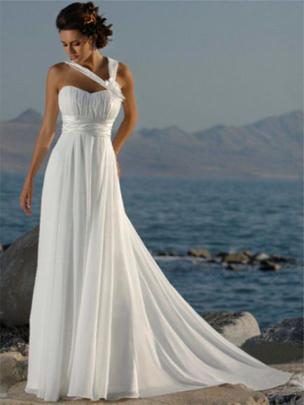 Сватбена рокля в гръцки стил (снимка), букети