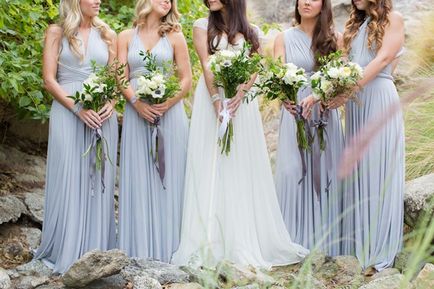 Сватбена рокля в гръцки стил (снимка), букети