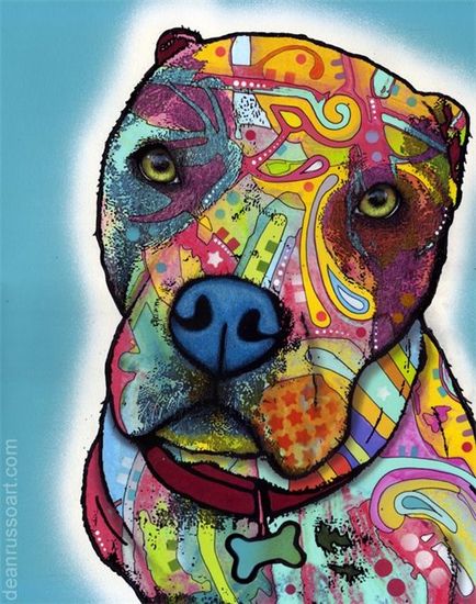 Изпълнител Дийн Russo, живопис портрети на кучета, защита на питбул, разкази дълго дакел