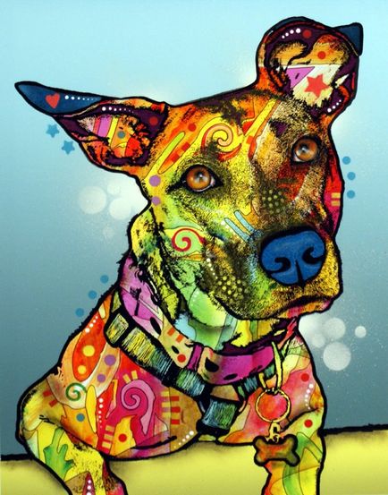 Изпълнител Дийн Russo, живопис портрети на кучета, защита на питбул, разкази дълго дакел