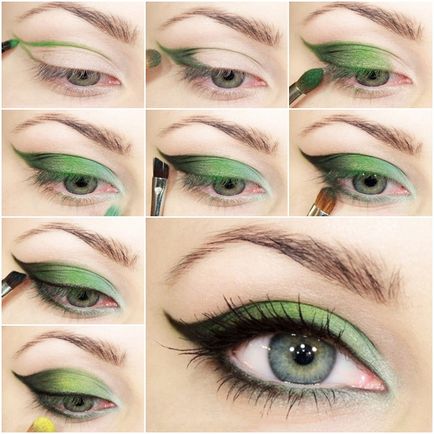 Грим за зелени очи кафяви коси жените