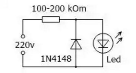 Как да се свържете към светодиодите 220 с помощта на проста схема