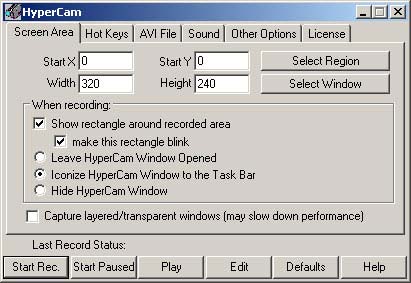 Преглед HyperCam - програма за компютърен екран за видео заснемане